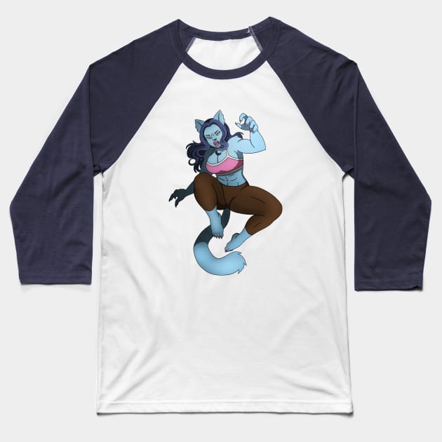 Sapphire Leap Baseball T-Shirt by Firestorm Fox